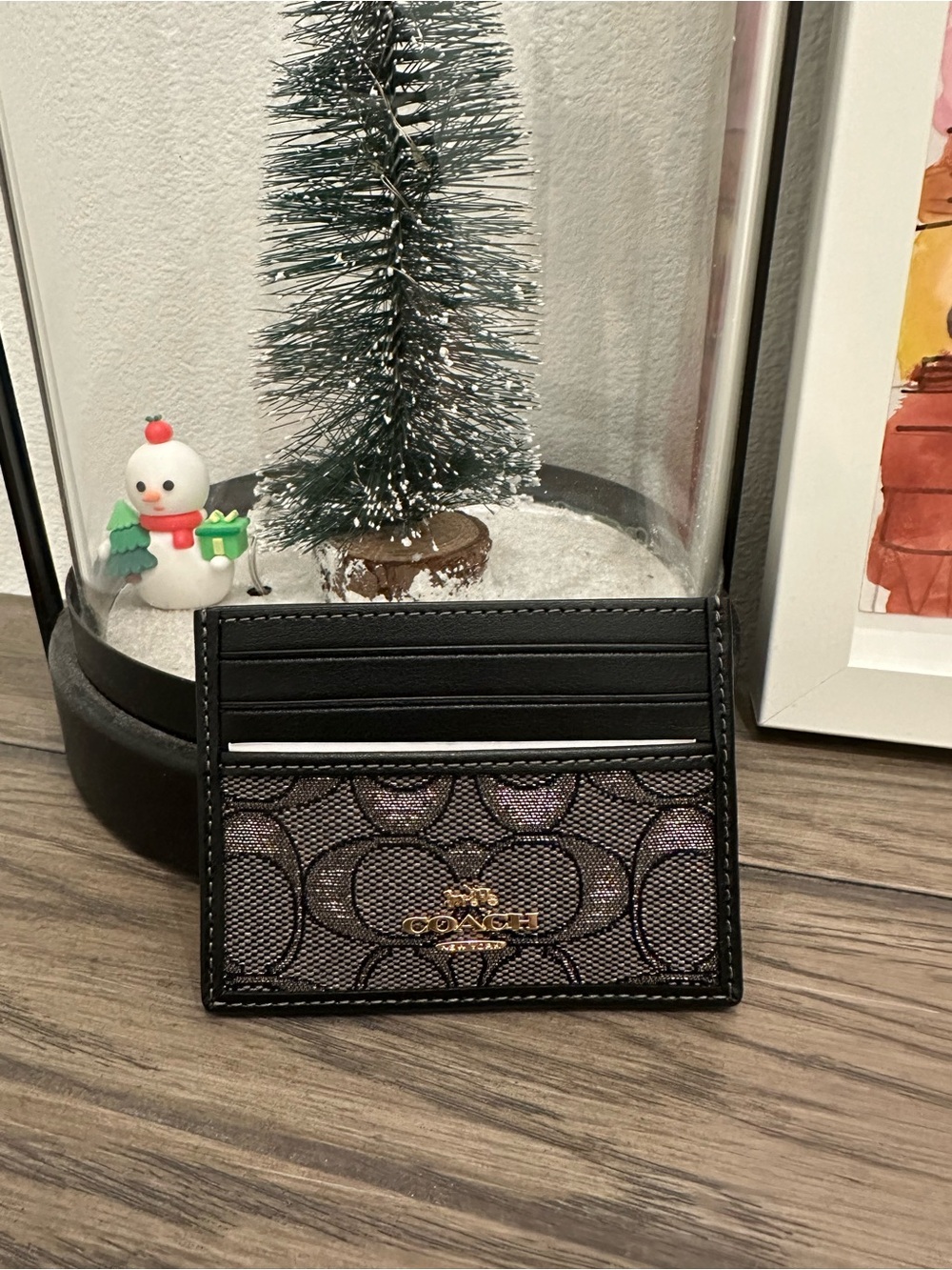 NWT Coach slim id Signature Card Holder Wallet Metallic Jacquard CCO34